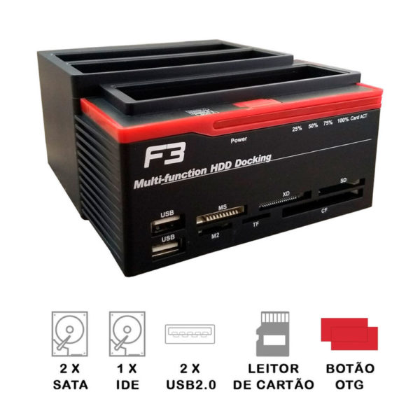 Dock Station P/2 Hd Sata + 1 Hd Ide 2.5"/3.5" Usb 3.0 JC-DOC892