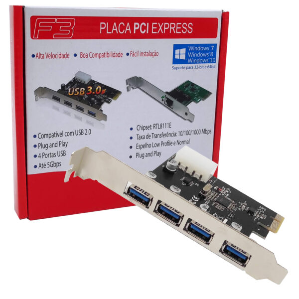 Placa Usb 3.0 Pci-Express 4 Portas 5gbps 1