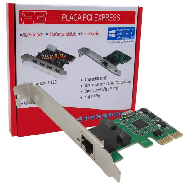 Placa de Rede Pci-express Low Profile 101001000 2