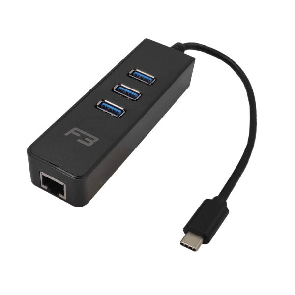 Cabo Adaptador USB-C 3.1 Type-C Para Hub 3 Portas USB 3.0 com Rj45 101001000 Mbps