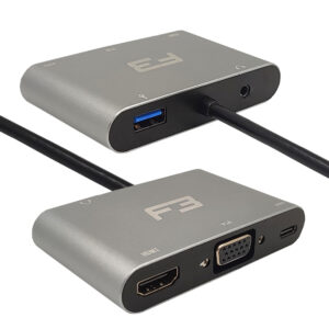 Cabo Adaptador 5 em 1 Type-c Para HDMI - VGA - Type-c 3.1 - USB 3.0 e Áudio