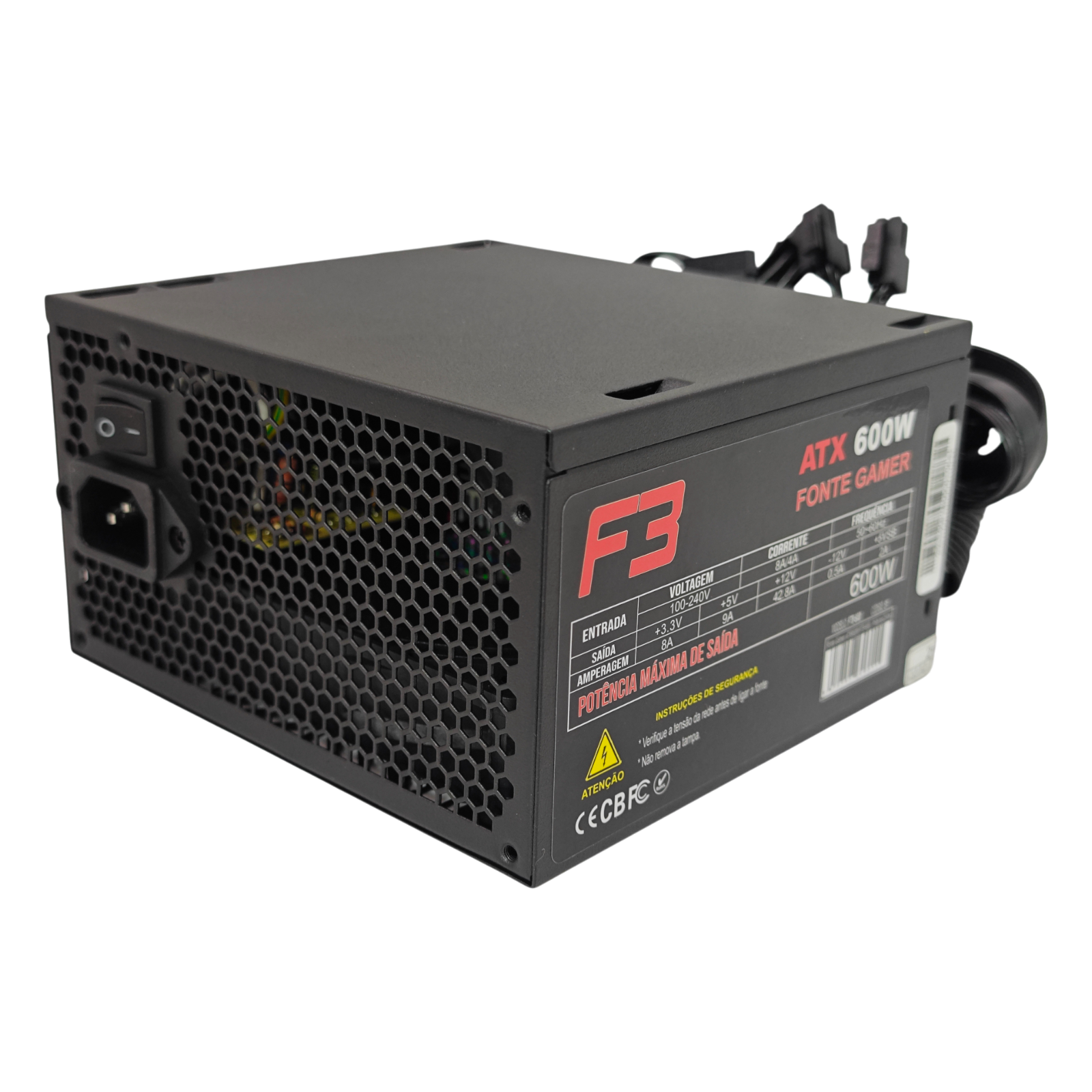 Fonte F3 ATX 600W 80 Plus Bronze com cabo de força - Imagem 5