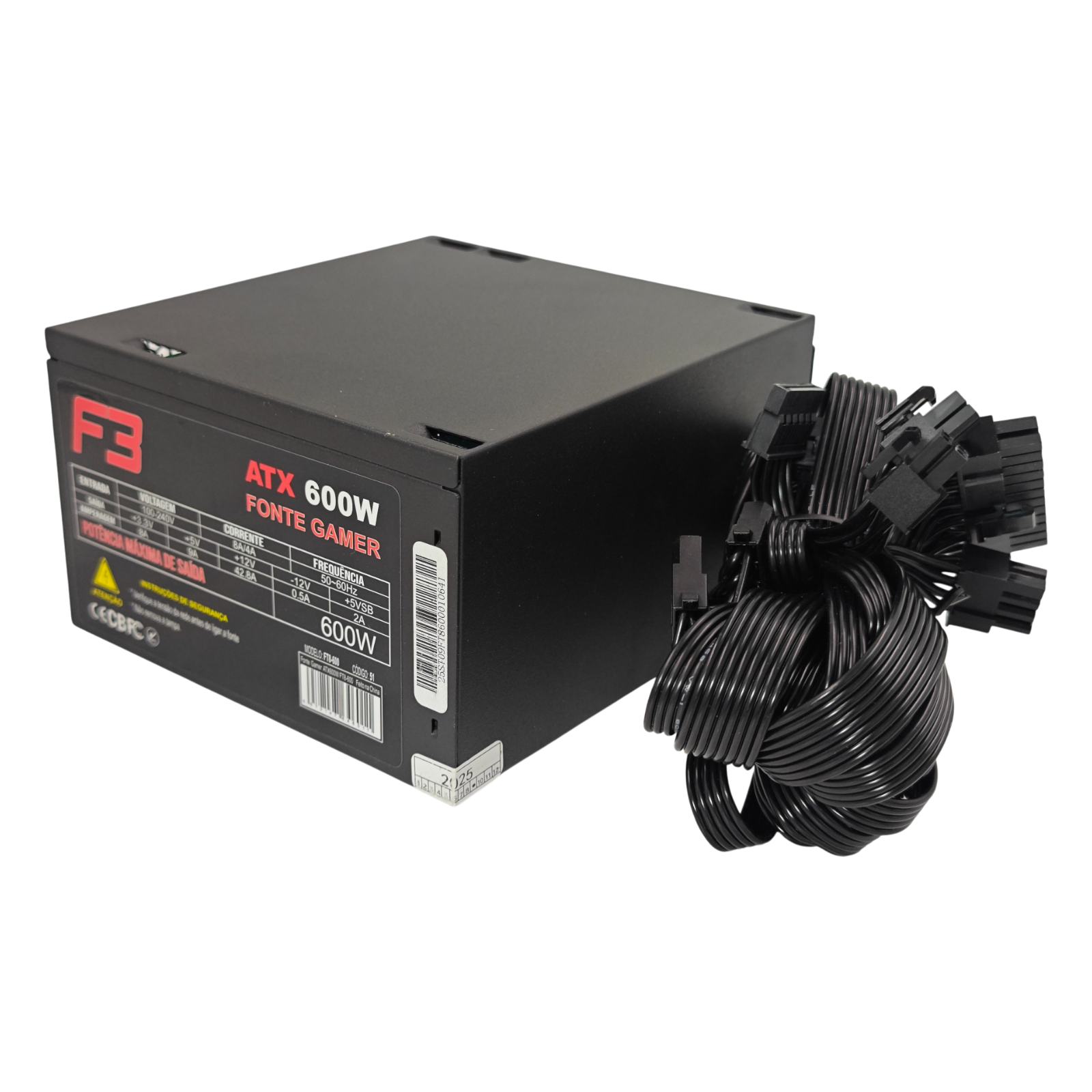 Fonte F3 ATX 600W 80 Plus Bronze com cabo de força - Imagem 4