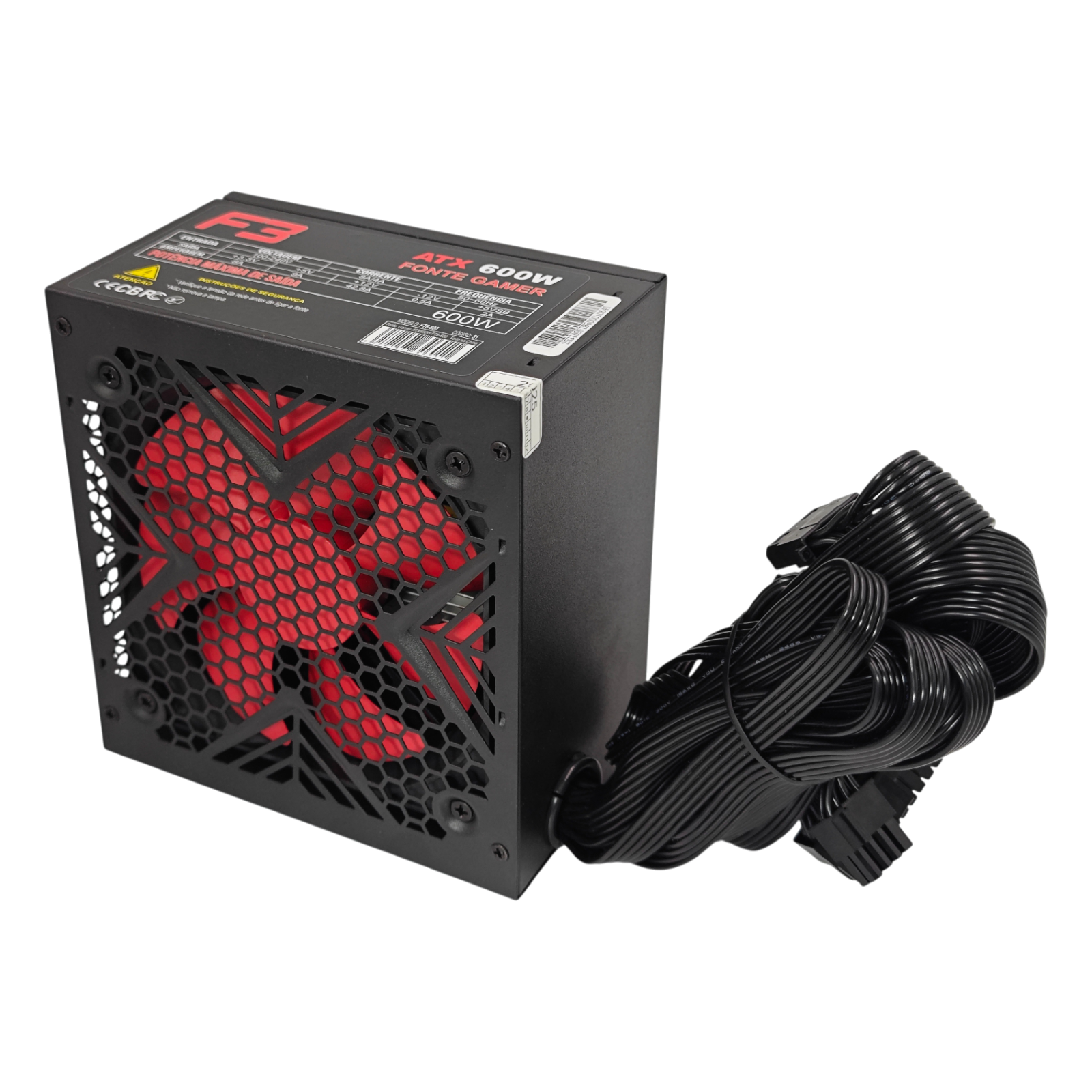 Fonte F3 ATX 600W 80 Plus Bronze com cabo de força - Imagem 3